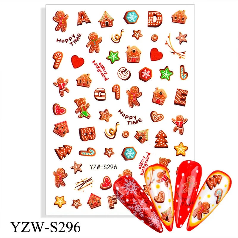 1pcs Autumn Winter Nail Sticker Robin Snow Flower New Year Halloween Christmas 3D Decals Nail Art Design Decor Accessories-Nail Inspo