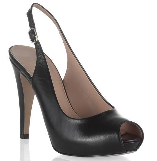 GOOSHOE Black Slingback Peep Toe Pumps