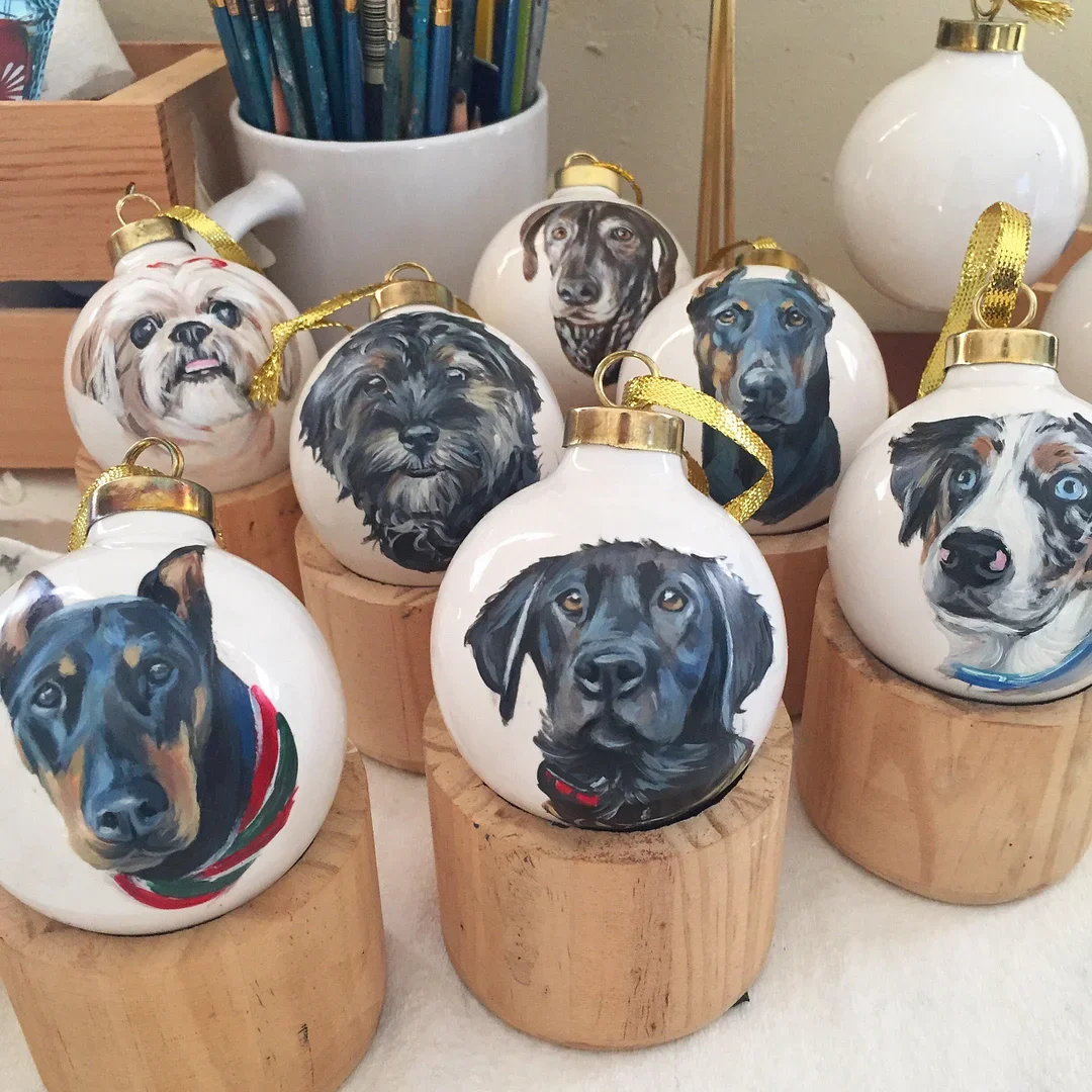 Custom Pet Portrait Hand Painted from Your Photo Christmas Gift Holiday Decor