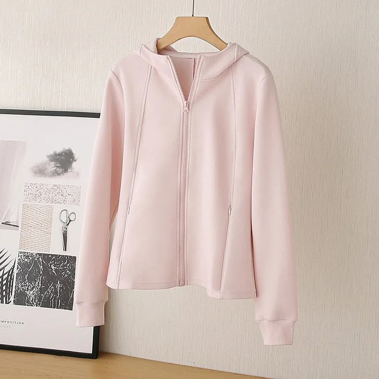 Pink and white zipper sweatshirt