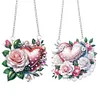 (US Only)2Pcs 2D/Flat DIY Love Rose Diamond Art Pendant DIY Home Decor Hanging Charm
