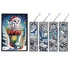 (US Local)Christmas Owl A5 Size Diamond Painting Notebook Set with 4Pcs Bookmark Gift