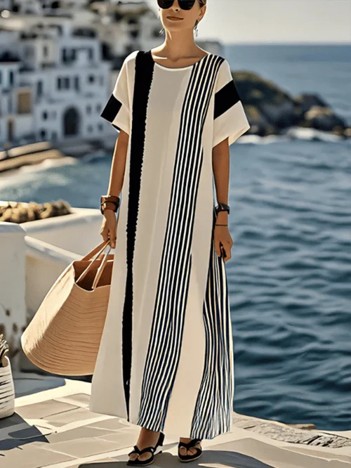 Women Summer Loose Striped Dress