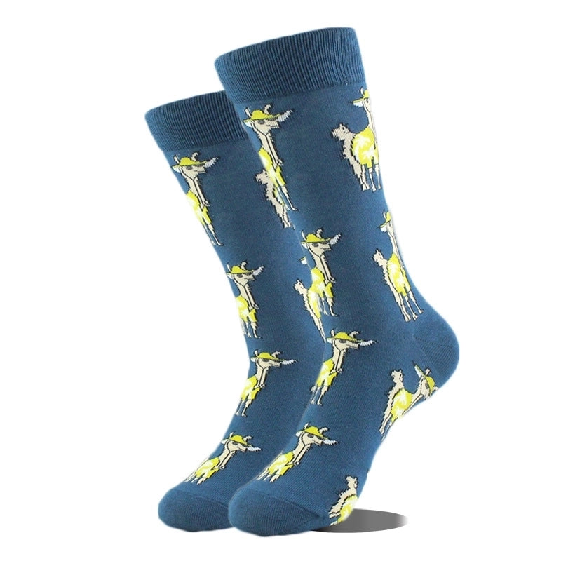 Unisex Cute Printing Animal Color Block Cotton Ankle Socks A Pair