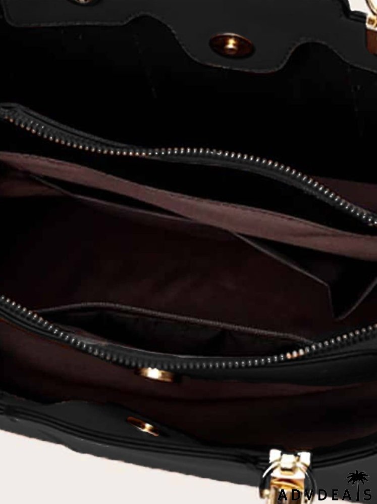 3pcs Letter Graphic Satchel Bag Set