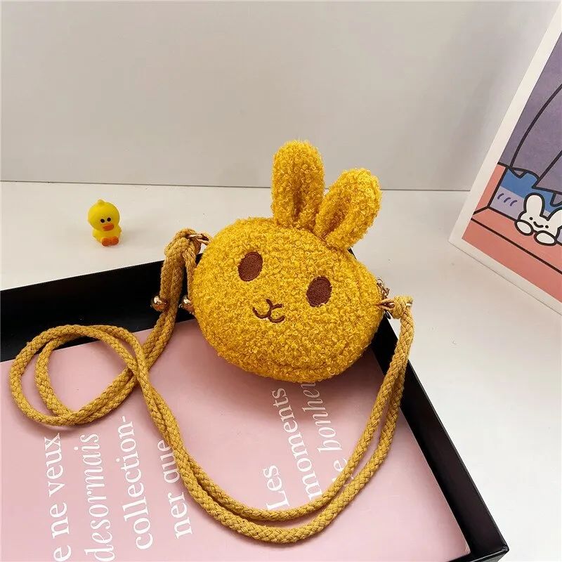 Billionm Children Plush Cartoon Crossbody Bags Cute Little Rabbit Baby Girls Coin Purse Handbags Fashion Kids Small Shoulder Bag