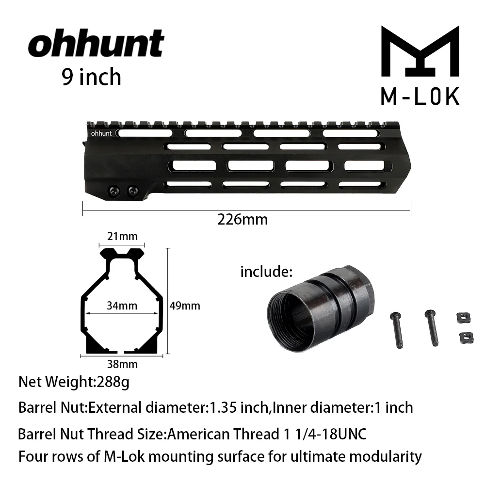 ohhunt ® AR15 Free Float M-LOK Handguard 