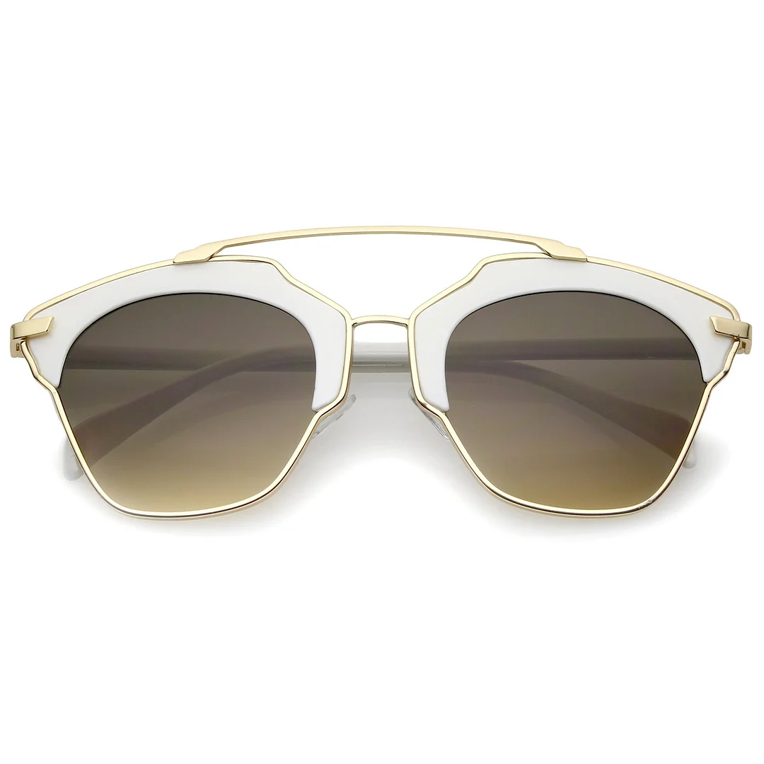 High Fashion Two-Toned Pantos Crossbar Neutral-Colored Lens Aviator glasses 52mm