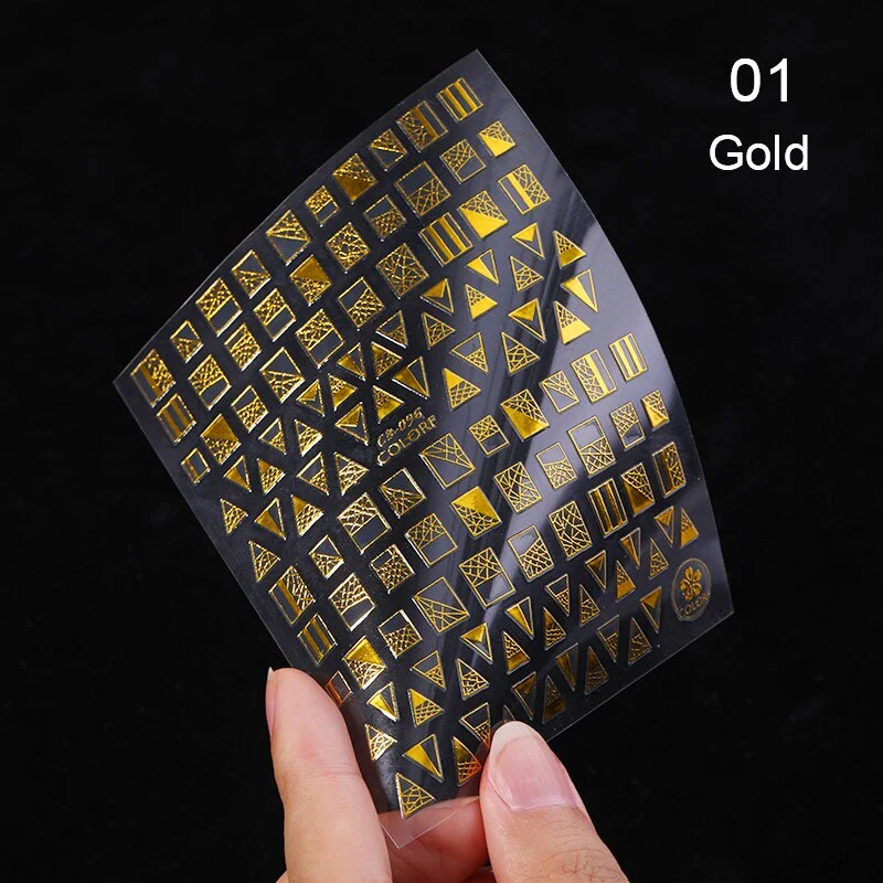 1PC Gold Black White Linear Nail Sticker Mix Pattern Transfer Various 3D Adhesive Decals Nail Decoration DIY Design