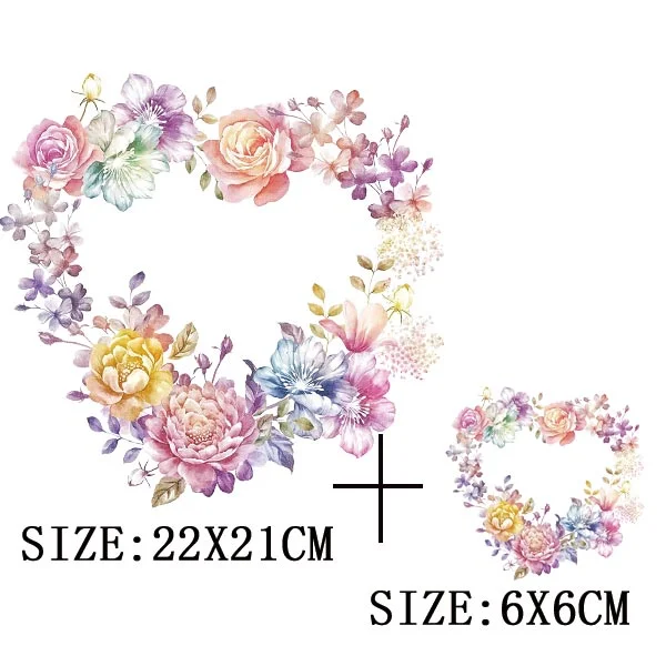 Beautiful Flowers Thermal Sticker On T-shirt DIY Washable Patches On Clothes Funny Design Iron On Transfer For Hoodies Bag Decor