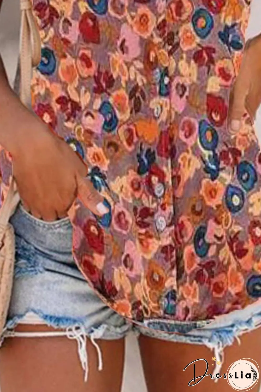 Short Sleeve Vintage Printed Chiffon T-Shirt