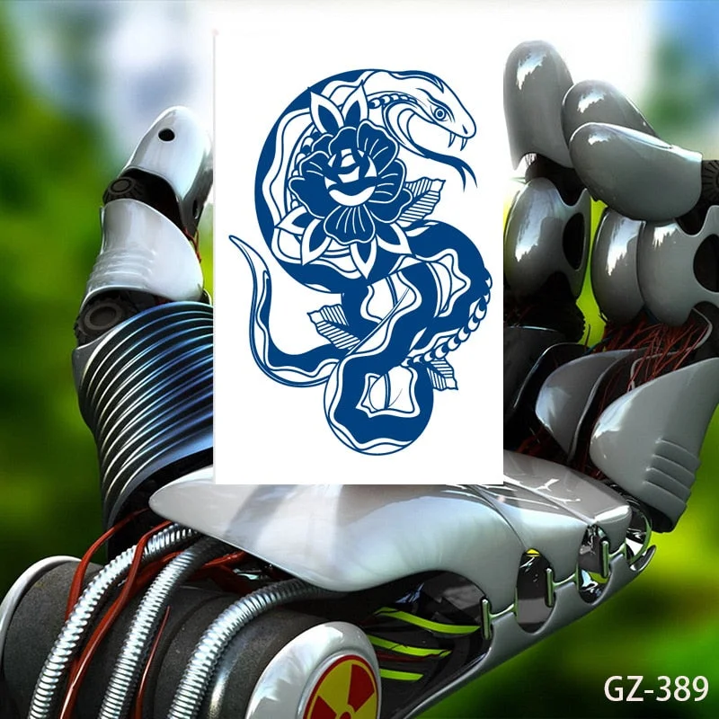 Temporary Tattoos Stickers Geometry Flower Snake Scorpion Juice Ink Lasting Waterproof Arm Chest Waist Hip Realistic Fake Tatoo