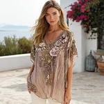 Vintage Bohemian Style Floral Lightweight Linen Sleeveless Top - Image 2