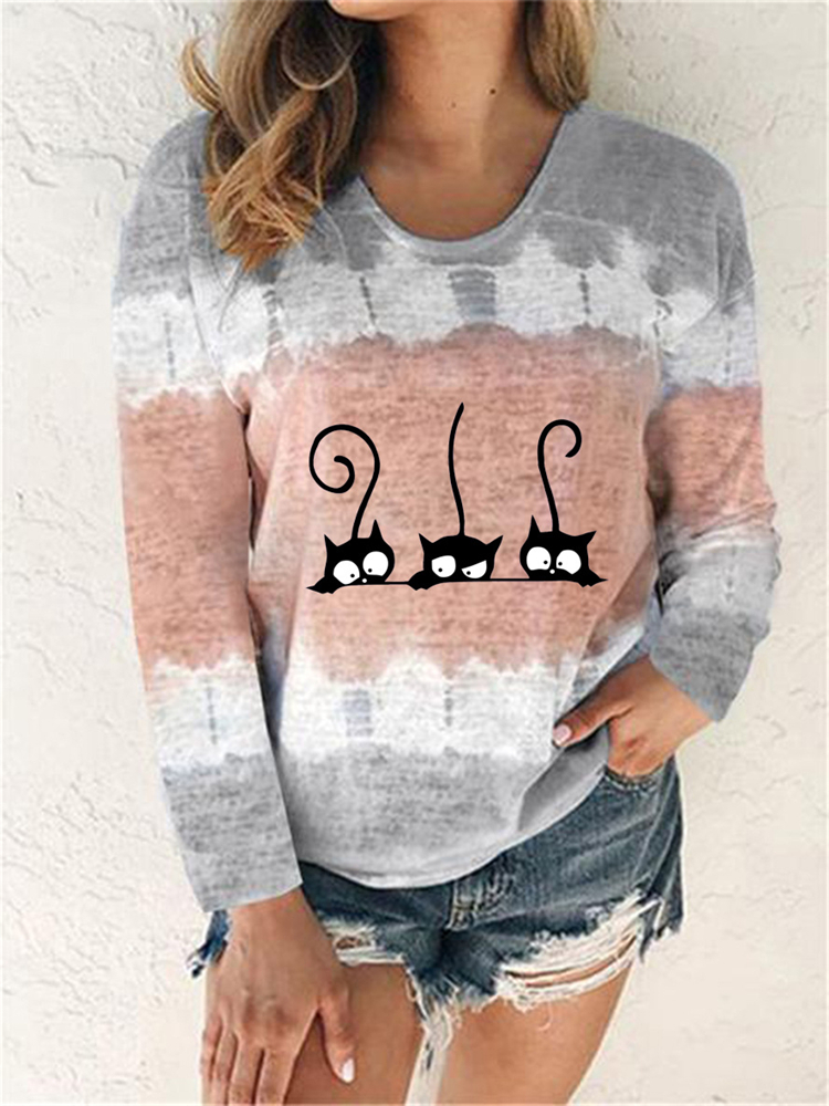wearshes Lovely Black Cats Tie Dye T Shirt