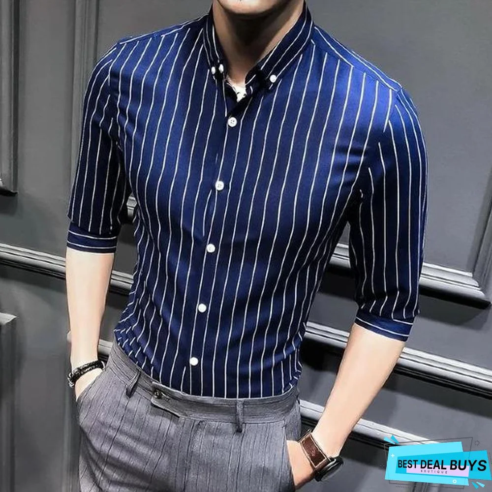 Slim Fit Striped Fashion Men's Casual Shirts