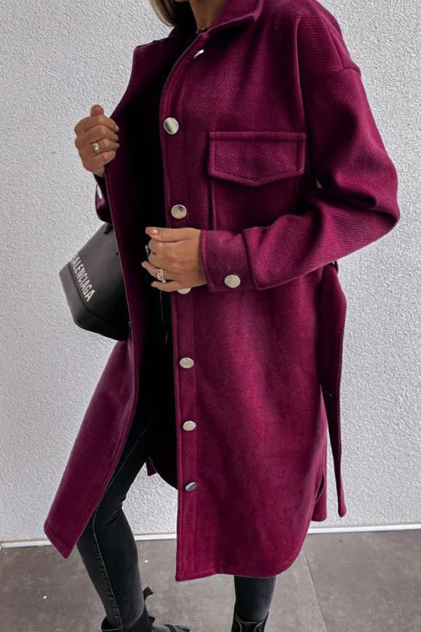 Autumn And Winter New Solid Color Lace Wool Coat