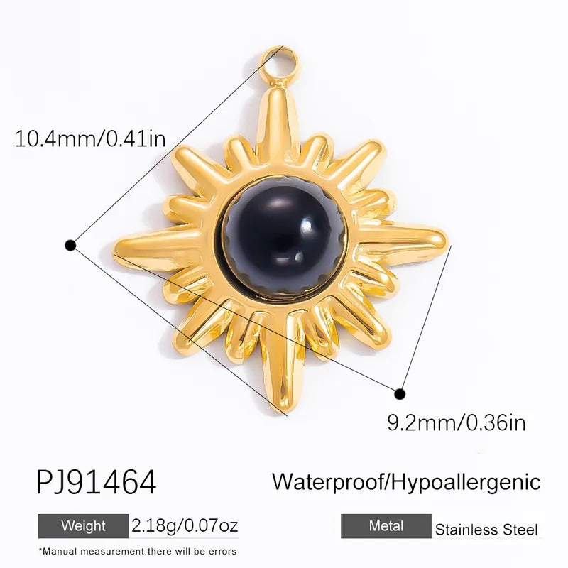 1 Piece 6.7*9.9mm 304 Stainless Steel Natural Stone Geometric Pendant Jewelry Accessories