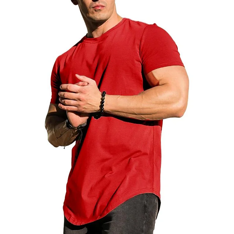 Men's Solid Color Loose Round Neck Short Sleeve T-Shirt