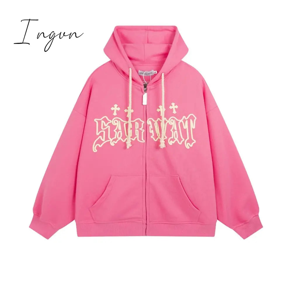 Ingvn - Alt Cute Zip Up Hoodie Pink / M