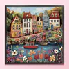 Colorful Houses-14CT Stamped Cross Stitch 40*40cm/15.75*15.75in tapestrymarket