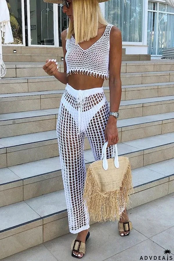Dreamy Drawstring Crochet Knit Pants