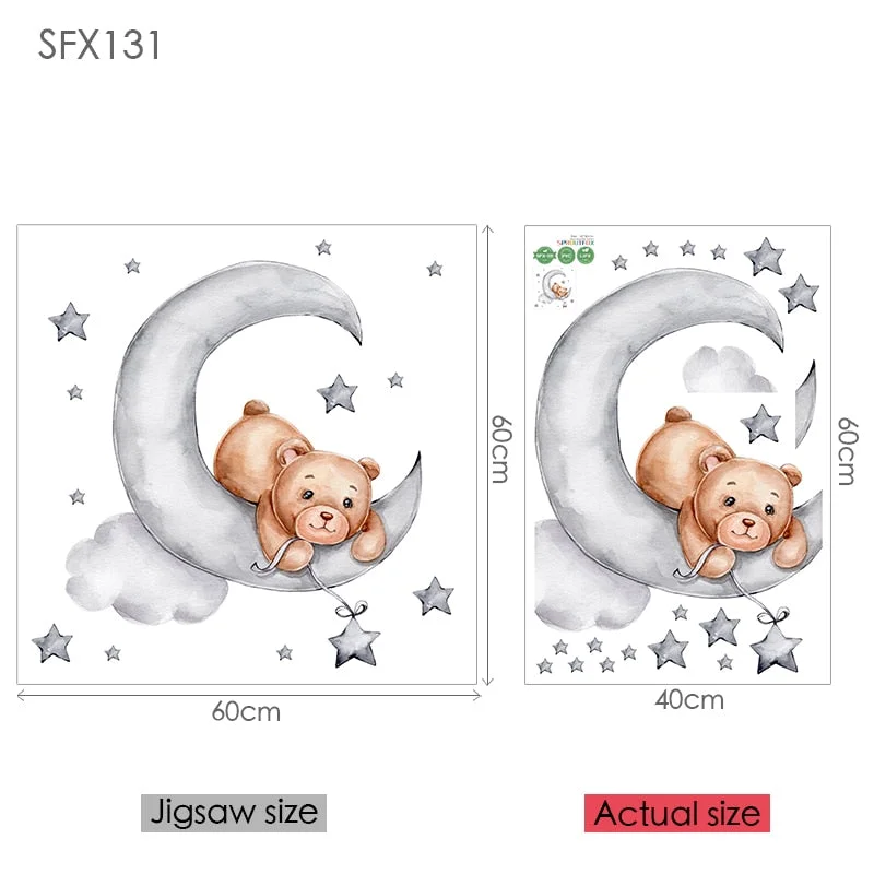 Elephant Giraffe Wall Stickers Child Wall Decorative Vinyl Animal Pattern Moon Wall Stickers For Children's Room Kids Rooms