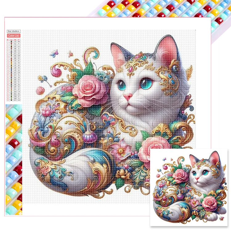 White Cat 30*30CM (Canvas) Full Square Drill Diamond Painting gbfke