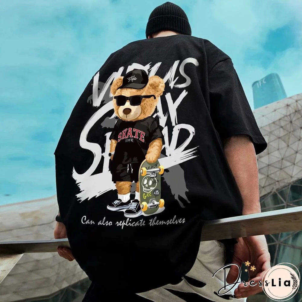 Men's Bear Graphic Crew Neck Short Sleeve T-Shirt