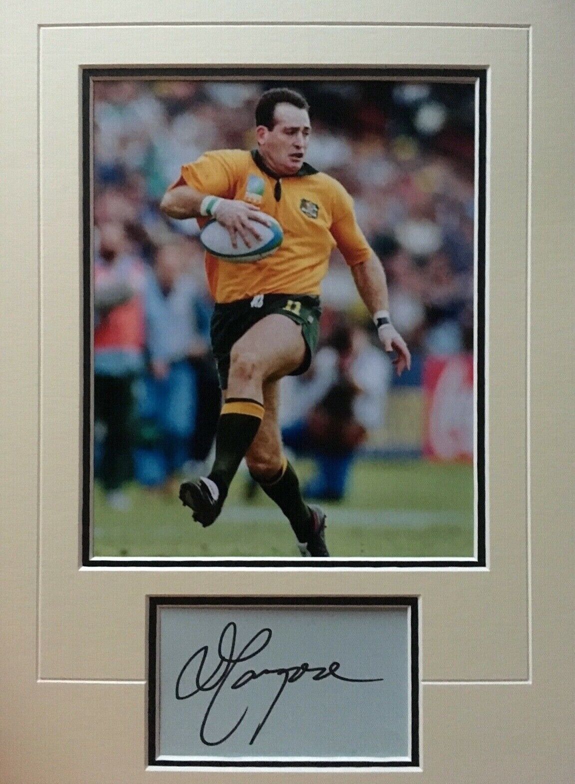 DAVID CAMPESE - LEGENDARY AUSTRALIAN RUGBY PLAYER - SUPERB SIGNED Photo Poster painting DISPLAY