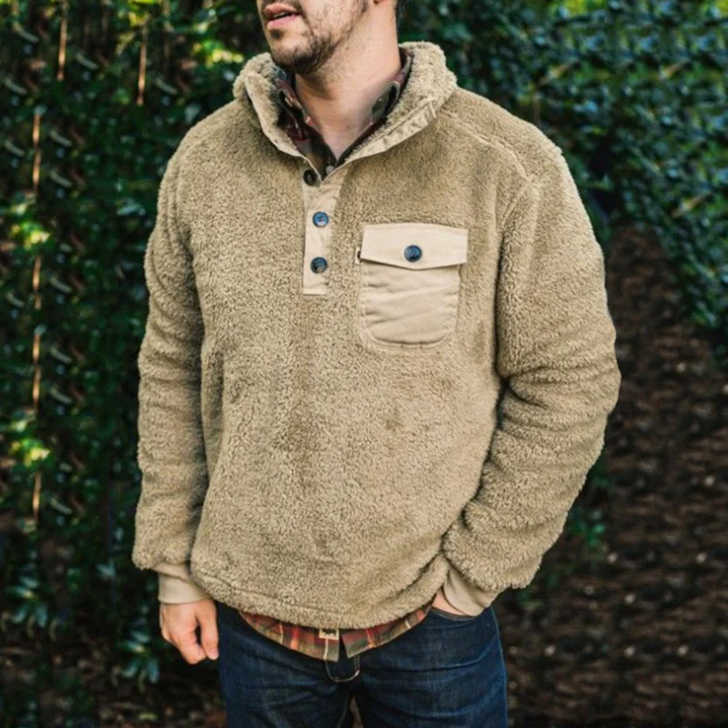 Casual Warm Fleece Henry Sweatshirt