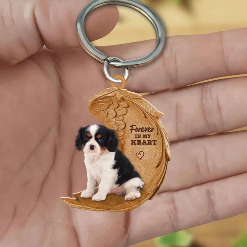 VigorDaily Cavalier King Charles Spaniel Forever In My Heart Acrylic Keychain FK041