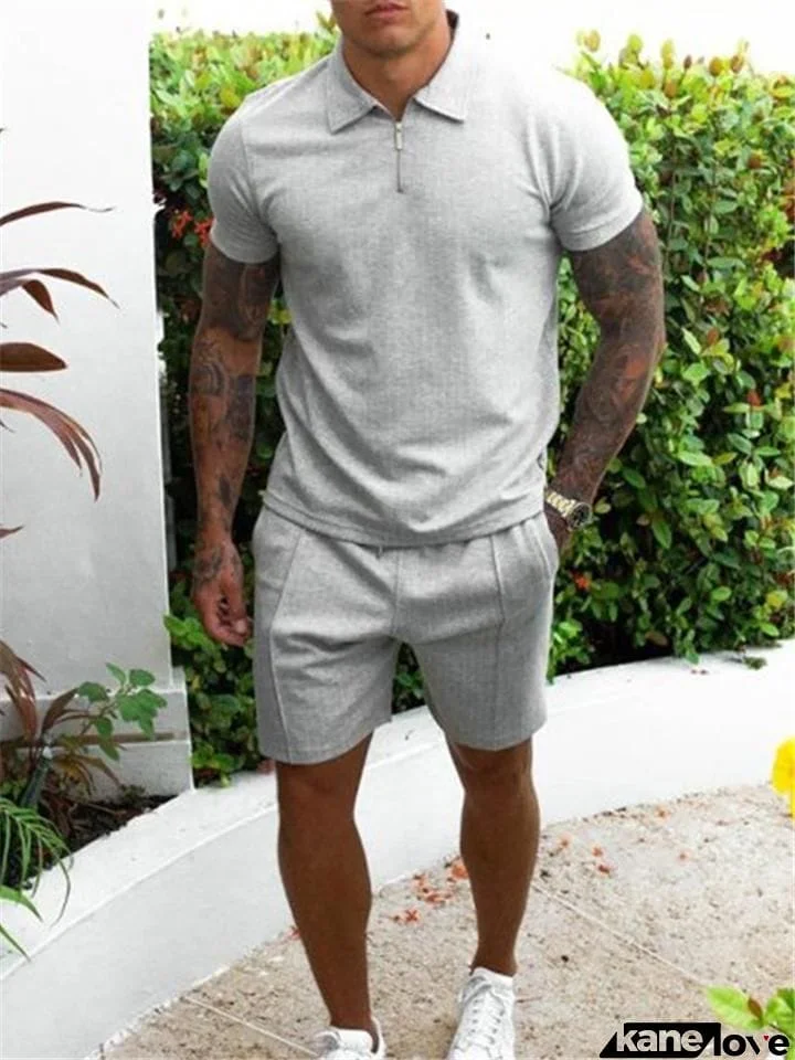 Mens Comfy Plain Short Sleeved Shirts+Shorts