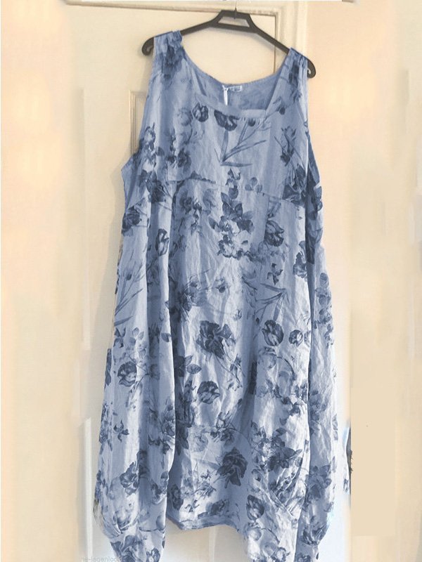 Women's  Casual Round  Neck  Floral Sleeveless  Dresses