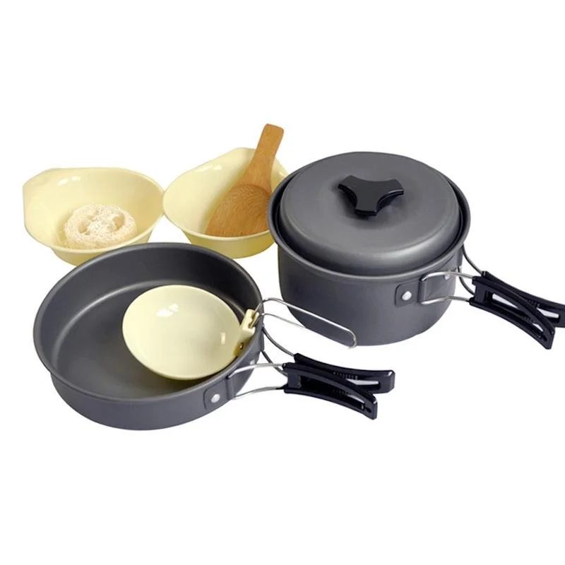 Outdoor Cookware Camping Set 1-2 People Cookware Hard Thick Alumina Portable Picnic BBQ Nonstick