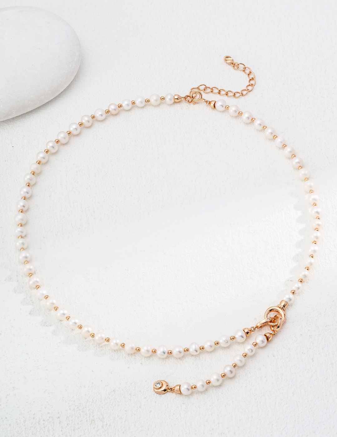natural pearl and zirconia necklace