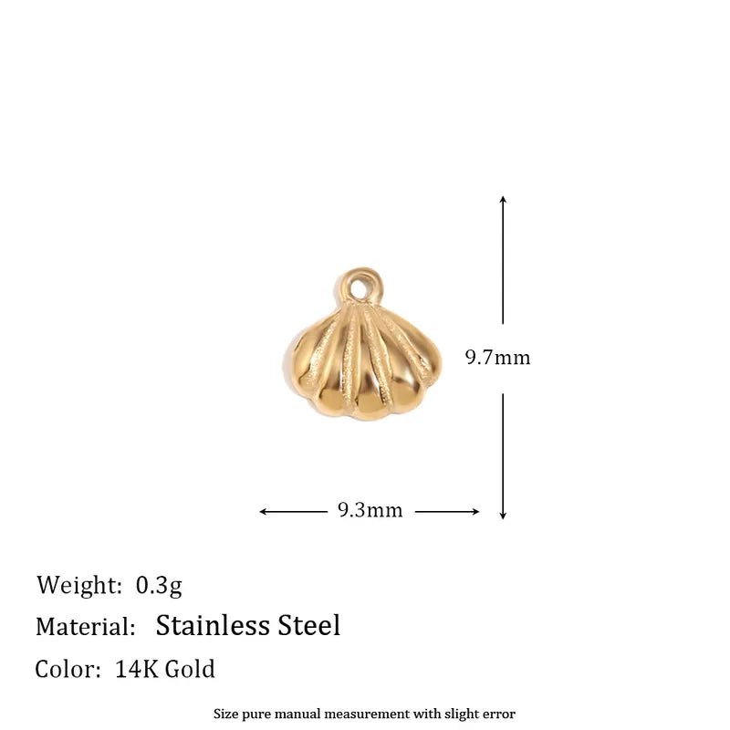 1 Piece 15*19.5mm 7.7*20.5mm 9.3*14.2mm 304 Stainless Steel 14K Gold Plated Ocean Bow Knot Shell Jewelry Accessories Pendant