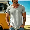 Men's Cotton Linen Ripped Hem T-Shirt With Crew Neck And Loose Fit For Casual Beach Wear by Inlyline