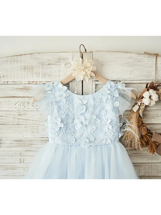 Gorgeous Cap Sleeve Jewel Neck Flower Girl Dresses Satin Tulle With Beading