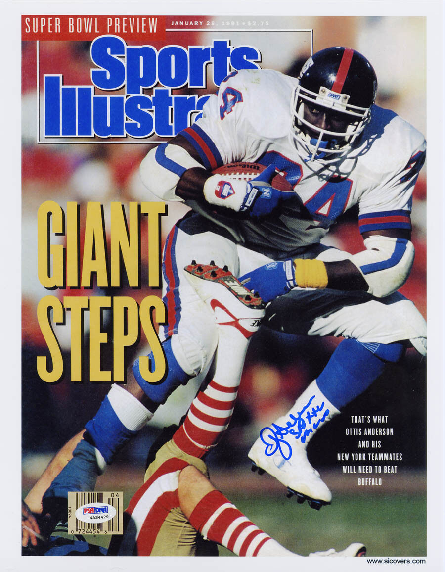 Ottis Anderson SIGNED Sports Illustrated Print NY Giants ITP PSA/DNA AUTOGRAPHED