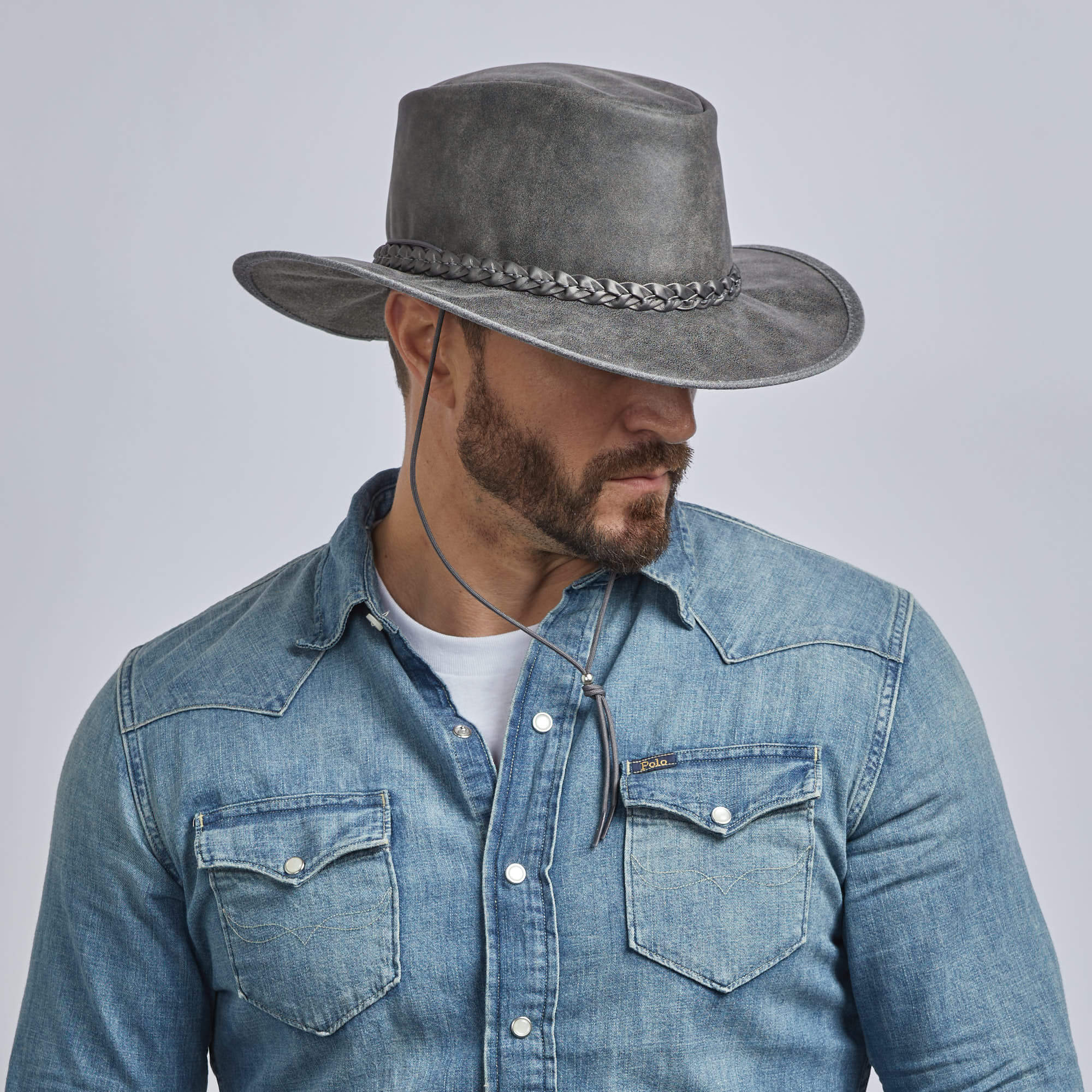 Crusher - Mens Crushable Leather Outback Hat