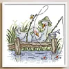 Fishing - 14CT Stamped Cross Stitch 17*17cm/6.69*6.69in(Brand)
