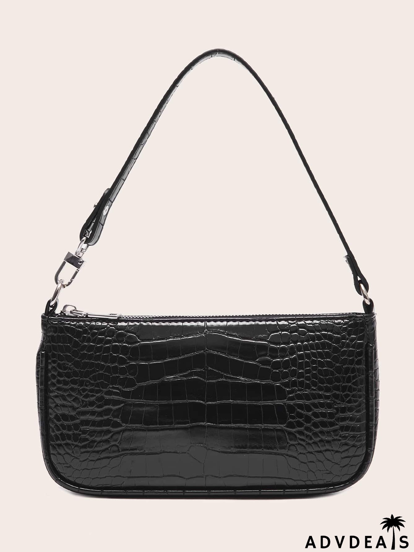 Croc Embossed Baguette Bag