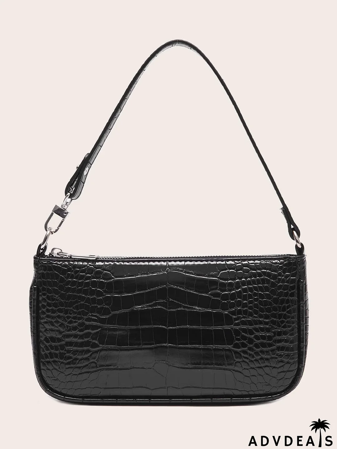 Croc Embossed Baguette Bag