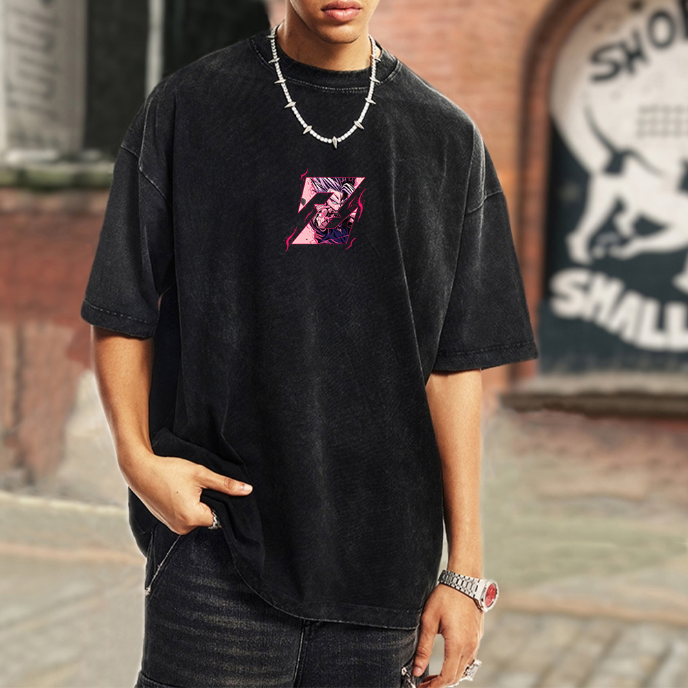 Oversized Vintage Batik Dragon Ball Anime Double Sided Print T-Shirt