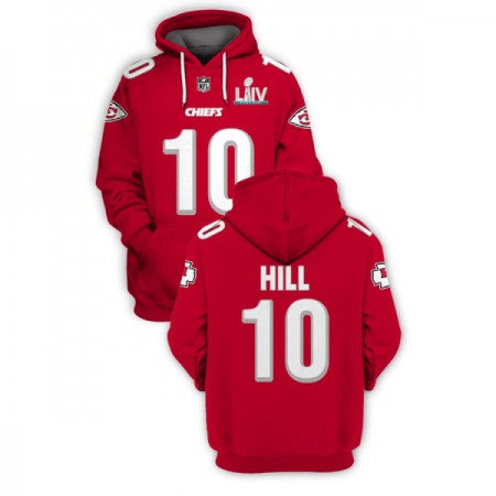 Men's Kansas City Chiefs #10 Tyreek Hill Red 2021 Super Bowl LIV Pullover Hoodie L62W