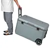 [US Local Warehouse] 70L White Cooler with Wheels Hard Shell Ice Chest Keep Food Warm Rolling Wheeled Camping Cooler for Beach Drink Beverage Picnic Fishing