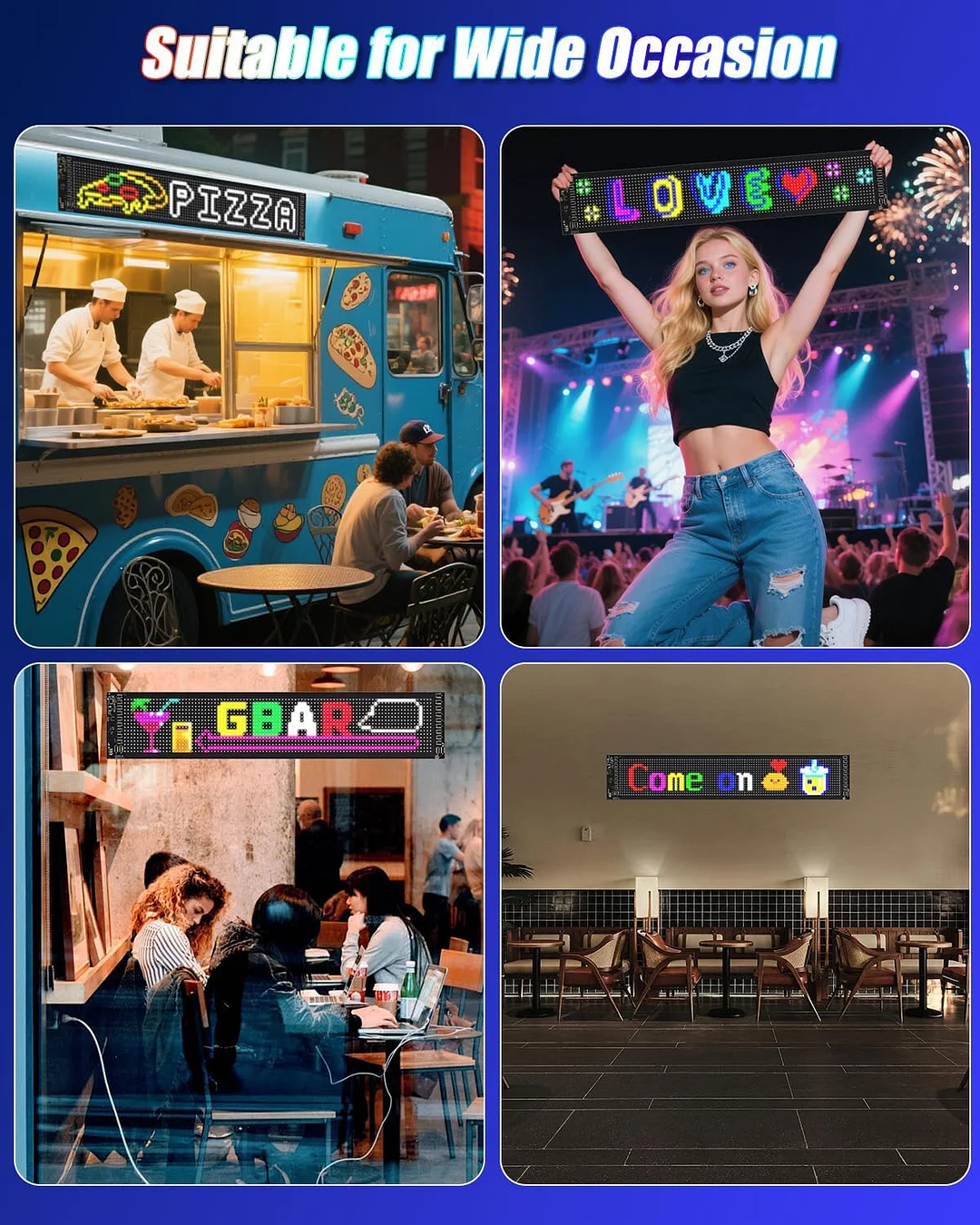 Devil Eye Light for Windshield: 23.5" x 4.5" Programmable LED Sign with APP and Remote - 5V USB Digital Illuminated Display, LED Eyes for Cars, SUVs and Trucks (1 pc)