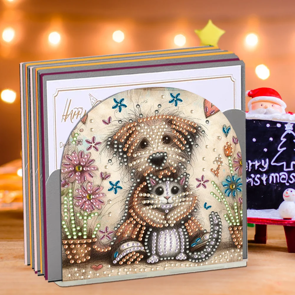 DIY Acrylic Cats Dogs Diamond Painting Paper Towel Holder for Home Art Crafts