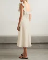 Ruffled Square Collar Long Formal Dress Sleeveless Slit Evening Dress