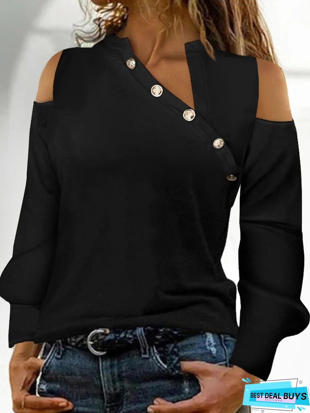 Casual Long Sleeve V Neck T-shirt